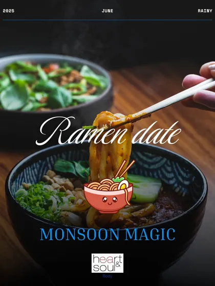 A warm, comforting bowl of ramen is the perfect companion for a rainy evening. A ramen date, whether at a restaurant or cooked at home, is a cozy and delicious way to connect.