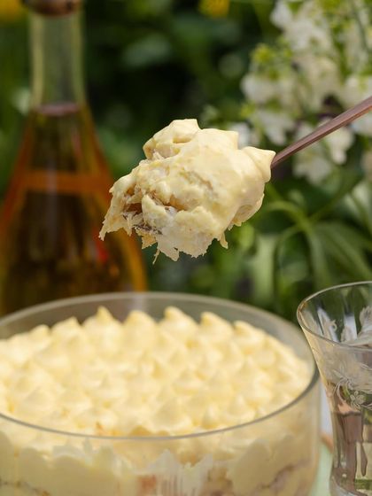 A spoonful of my Napoleon dessert, which is my take on the classic Mille-Feuille. It features layers of golden puff pastry and silky vanilla cream.