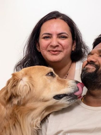 A candid moment of pure affection as Shadow the golden retriever gives his dad a kiss. This is the kind of unscripted love I aim to capture.