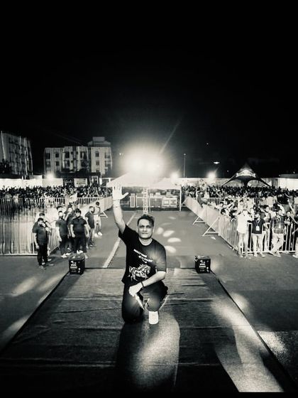 A wide shot from the stage at IGIMS Patna, showing the massive crowd that came out for the show.