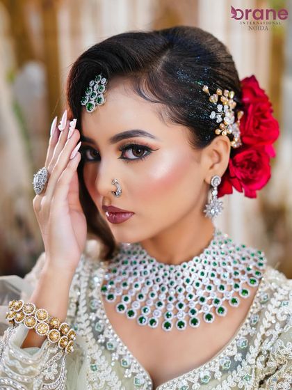 This portrait captures a confident and modern look, perfect for any special occasion.