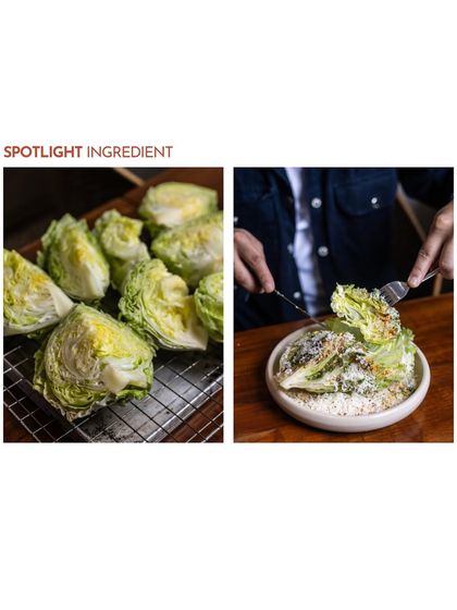 One bite in, and you will understand why even the most devoted pizza lovers pause for The Manor Caesar. This collage shows the fresh iceberg lettuce and the finished, tempting salad.