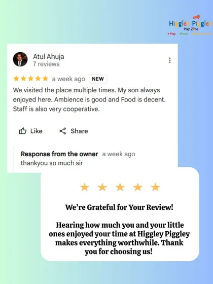A lovely review from a repeat visitor who appreciates our good ambiance, decent food, and cooperative staff. I'm so glad his son always enjoys his time here.