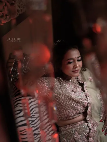 A duplicate of the artistic portrait shot through a crystal.