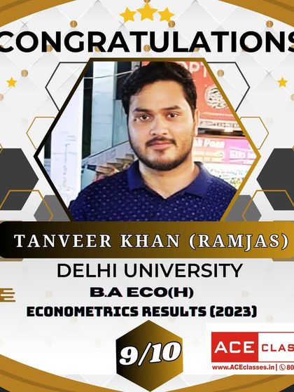 Tanveer Khan from Ramjas College scored a solid 9/10 in his B.A ECO(H) Econometrics exam. We congratulate him on this excellent 2023 result.