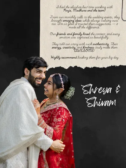 We loved working with Shreya and Shivam and telling their story with authenticity. It's a joy to know our energy and creativity made a difference.