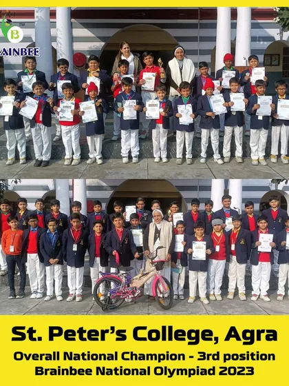 St. Peter's College, Agra, secured the 3rd position as Overall National Champion in our 2023 Olympiad. We celebrate their fantastic achievement.