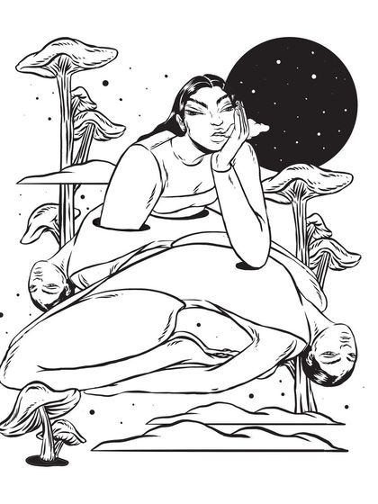 The ink version of the 'Daydreaming' pattern patch.