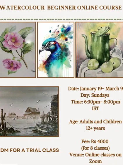 Join our Watercolor Course for Beginners. This 8-class online course is perfect for adults and children over 12 who want to learn the fundamentals of this beautiful medium.