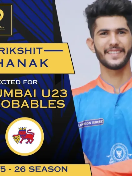Parikshit Dhanak is another one of our promising players selected for the Mumbai U23 Probables for the upcoming season.