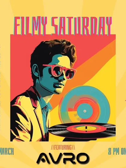 Another creative poster for Filmy Saturday at Shift, showing the variety in my event branding.