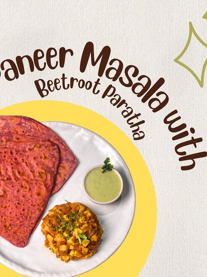 We've added new and exciting dishes to our menu, like this Paneer Masala with Beetroot Masala Paratha. It's a healthy and flavorful meal perfect for any time of day.