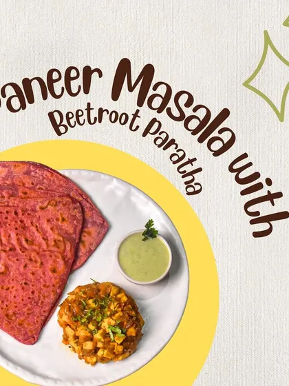 My Paneer Masala with Beetroot Paratha is a new, colorful, and nutritious breakfast option.