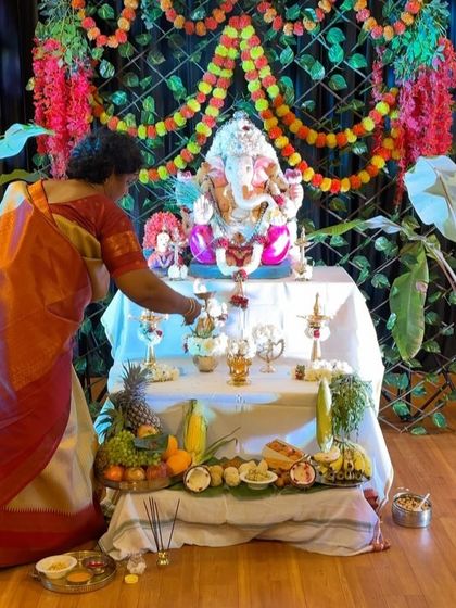 The preparations and offerings for our studio's Ganesha puja. We celebrate with open hearts and endless joy.