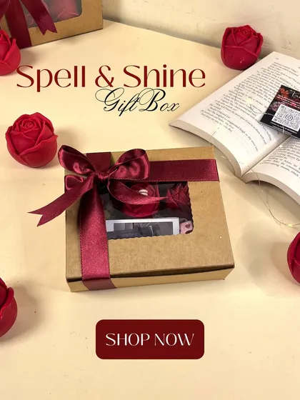 The 'Spell & Shine' Gift Box, all packed and ready to go. It’s a thoughtful, customized gift that shows how much you care.