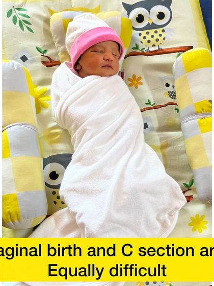 This sweet baby was born via an emergency C-section after a long labor. The mother's message is a powerful reminder that a safe baby is the ultimate goal, and both vaginal and C-section births are challenging.