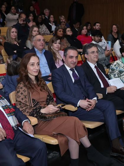 A view of the audience, including several ambassadors and dignitaries, enjoying the musical tribute to Charles Aznavour. Our auditorium hosts a diverse and distinguished audience.