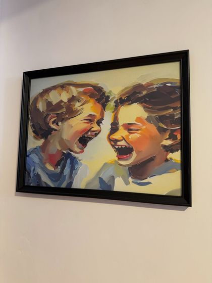 Laughter is a huge part of our studio's soundtrack. This picture of pure, unfiltered joy reminds us of our main goal: to create a happy space where children can have fun, make friends, and build positive memories.