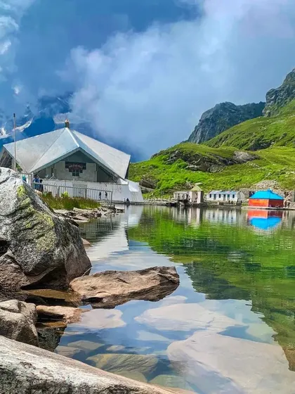 The beautiful Gurudwara at Hemkund Sahib, a place of immense peace and spirituality located at a high altitude.