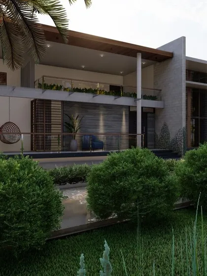 My work starts with a vision. This 3D architectural render for a villa in Harkere, Shimoga, shows how I plan every detail of a home's exterior and landscape before the first brick is laid.