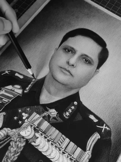 A proud moment drawing this A4 commissioned portrait of CINCAN Ajai Singh. It was a challenge working on smooth paper for the first time.