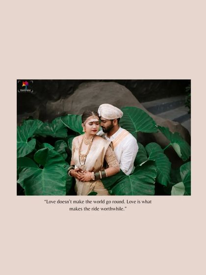 "Love is what makes the ride worthwhile." An artistic portrait of the couple surrounded by nature, perfectly framing their intimate connection.