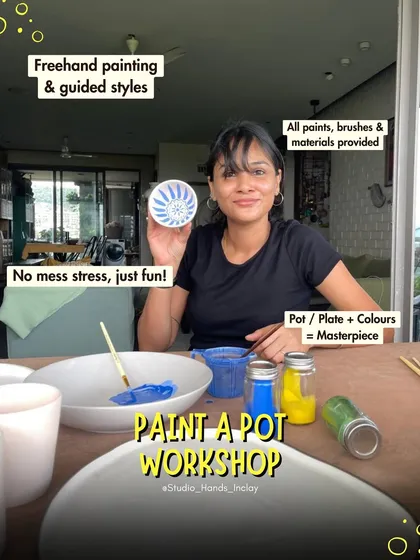 Our Paint a Pot workshop is all about freehand painting and guided styles. No mess, no stress, just fun!