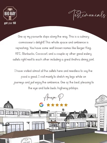 Another testimonial from a traveler who calls us a "culinary connoisseur's delight," praising the refreshing ambiance and the great food across all outlets.