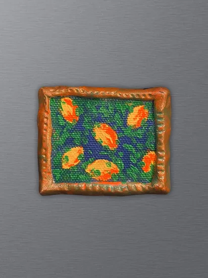 An abstract floral pattern magnet. I enjoy playing with colors and shapes to create these small, expressive pieces that can mean something different to everyone.
