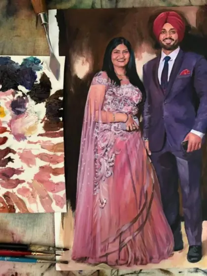 Timeless Love, Captured in Oil. A handmade oil painting is a classic way to celebrate a milestone. I focus on capturing the details that matter, from the intricate embroidery on the dress to the warmth in their expressions, creating a portrait that will be cherished for generations.