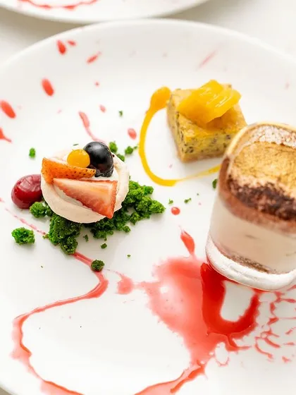Another view of the artistic dessert plating from a catered birthday event. I believe every special occasion deserves a memorable sweet ending.