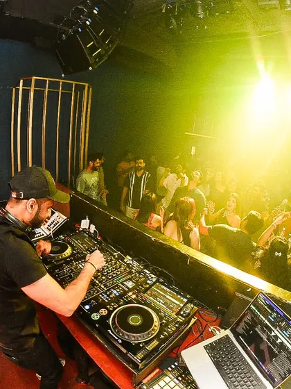 From the DJ booth at Tantra, looking out at a sea of happy faces.