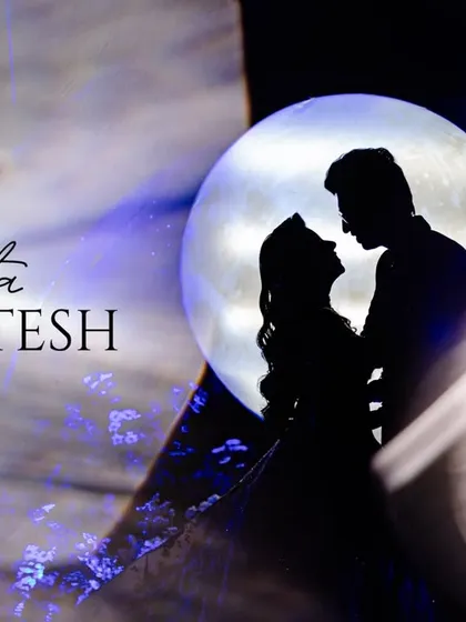 We love playing with light and shadow to create something truly magical. This silhouette against a moonlit backdrop isn't just a photo, it's a piece of art that tells a story of romance and destiny, frozen in time for Ashita and Nitesh.