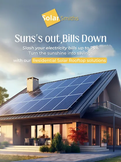 Sun's out, bills down. My residential solar rooftop solutions can slash your electricity bills by up to 75%, turning sunshine directly into savings.