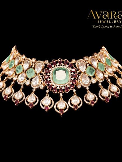 Another angle of this stunning choker, highlighting the vibrant colors and intricate design.