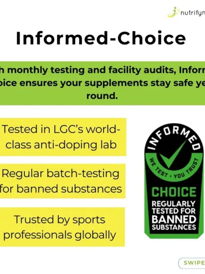 The Informed-Choice logo means a product is regularly batch-tested in a world-class anti-doping lab, ensuring it stays safe for athletes year-round.