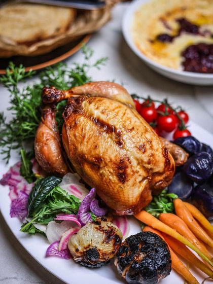 Announcing our first ever Christmas Brunch. The star of the show is often a beautiful Roast Chicken, served with roasted vegetables and all the trimmings.