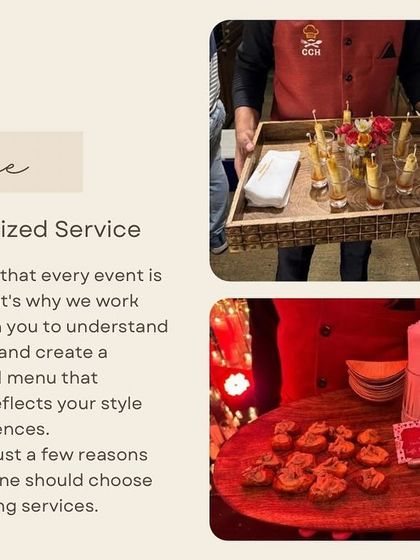 Reason three: Personalized service. We believe every event is unique, so we work with you to create a customized menu that perfectly reflects your style and preferences.