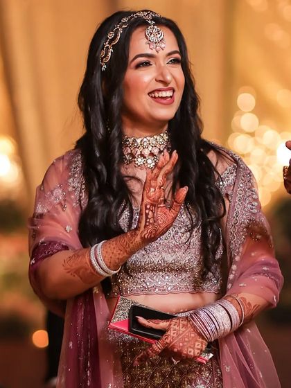 Happiness is the best makeup. My client's joyful expression is the perfect finishing touch to her party glam look.