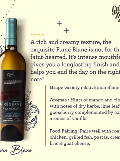 The exquisite La Réserve Fumé Blanc is not for the faint-hearted. With a rich and creamy texture from its Sauvignon Blanc grapes, it has an intense mouthfeel and a long-lasting finish, pairing well with roast chicken and grilled fish.