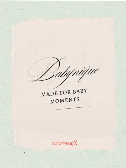 Our 'Babynique' brand tag, representing our philosophy of creating gifts 'Made for Baby Moments'. This is the mark of quality and thoughtfulness you will find in all our newborn and baby keepsakes.