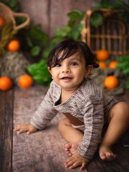 His smile makes me smile. This little guy's happy face makes this simple, rustic fruit-themed session so full of life.