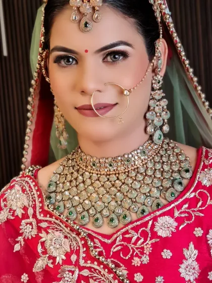 A beautiful portrait of my bride. Her makeup is flawless, and her expression is confident. This is the look we aim for with every client.