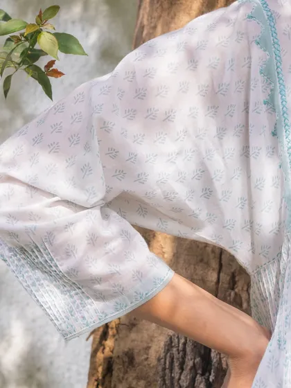 The sleeve of this Suhani Appliqué kurta features tanka stitches and careful tucks. These are the quiet details, added for a reason, that elevate a simple garment into a piece of art.