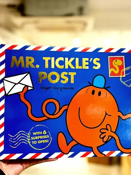 'Mr. Tickle's Post' is a delightful interactive book with six surprises to open. It's a fun and engaging story for young children.