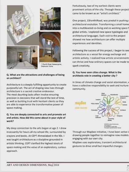 A page from my feature, discussing the pivotal role of projects like 1 Shanthi Road in my architectural evolution. It was through such projects that I began to explore how ordinary spaces can spark creativity and artistic exchange.