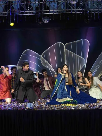 A candid moment of fun and energy with the groom's friends during a Sangeet performance. These are the memories that everyone will talk about for years.
