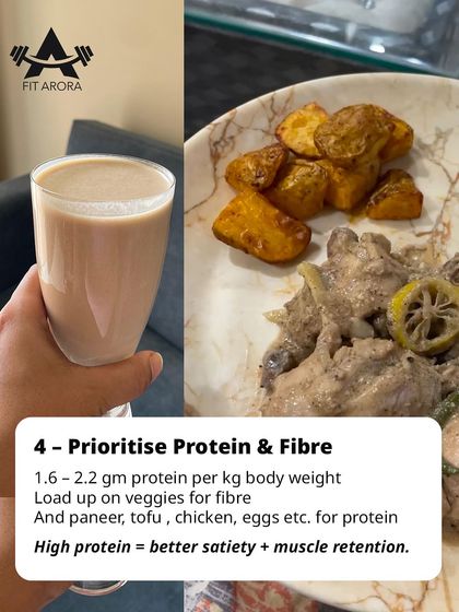 Step 4: Prioritize protein and fiber. I recommend 1.6-2.2g of protein per kg of body weight and loading up on veggies. This is crucial for satiety and muscle retention.