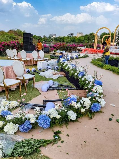 A behind-the-scenes look at my team crafting the floral arrangements on-site at Udaivilas. Every element is meticulously planned and executed to blend the elegance of Udaipur with the couple's unique style.