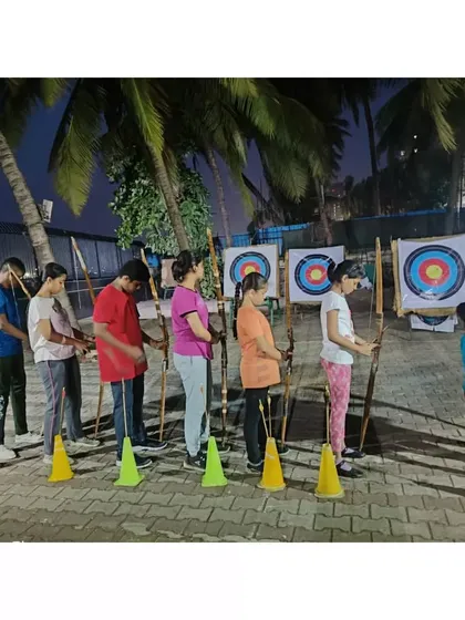 A group of summer camp participants getting ready to shoot. We ensure a safe and organized learning space.